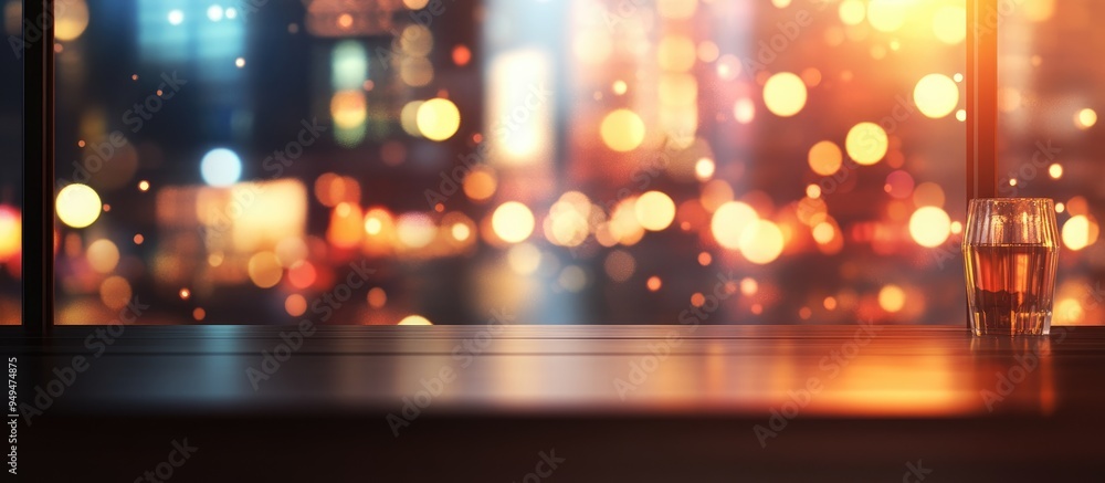 Poster creative abstract blur background with bokeh effect in a loft bar theme 3d rendering