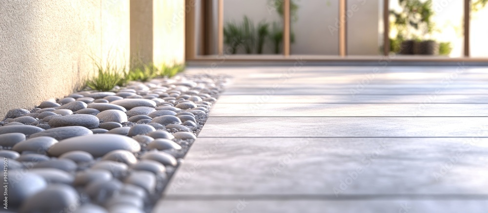 Poster 3d rendering of a simple floor adorned with small stones