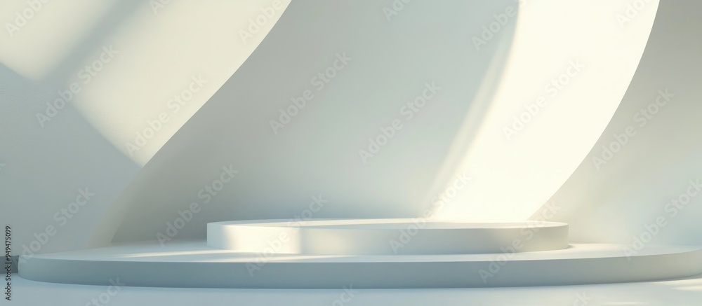 Poster 3d rendering of a minimal abstract light gray background for product presentation with soft shadows 