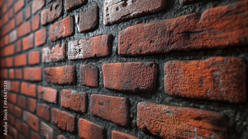 Poster 3d rendering of a brick wall background with emphasis on texture