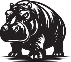 Fototapeta premium Hippo Silhouette isolated on white background Minimalist hippo vector illustration