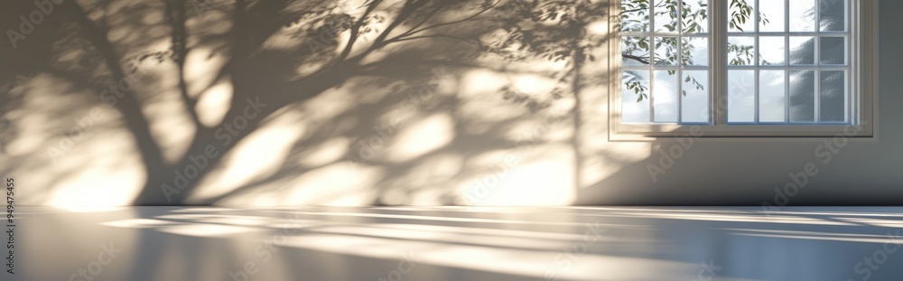 Aufkleber 3d rendering of a tree shadow and window reflection on the floor