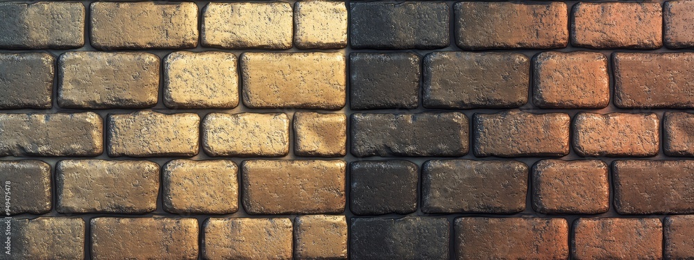 Poster 3D rendering of a two tone background with brick texture