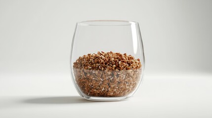 3D rendering of a glass filled with granola on a white background illustrating healthy eating concepts