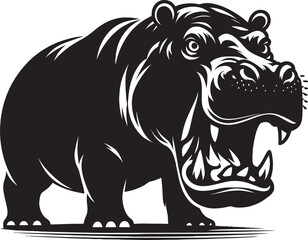 Hippo Silhouette isolated on white background Minimalist hippo vector illustration