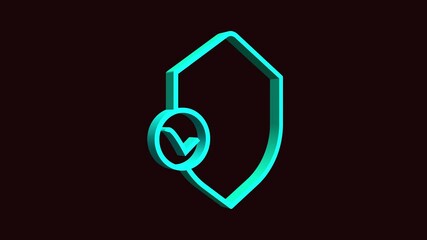 A 3D security icon typically features a shield shape, symbolizing protection, with a prominent check mark in the center, indicating approval or security verification, rendered with depth and shading.