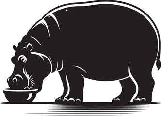 Hippo Silhouette isolated on white background Minimalist hippo vector illustration