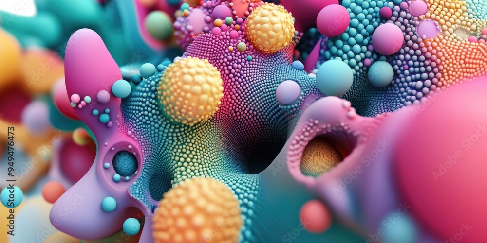Fototapete Abstract vivid background art in illustration space geometry featuring a 3D cartoon rendering The background showcases a fractal multicolor texture ideal for projects focused on imagination creativ