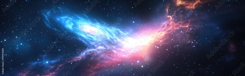 Poster Abstraction space background design featuring mystical light in 3D cartoon rendering