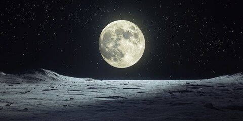 3D cartoon depiction of a Half Moon backdrop Realistic lunar surface The Moon as an astronomical entity orbits Earth as its only permanent natural satellite