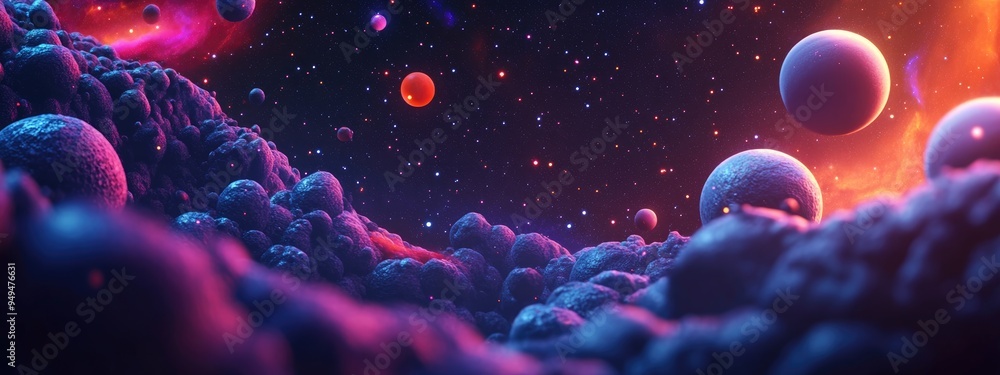 Poster night sky abstract background featuring a universe filled with stars nebula and galaxy in 3d cartoon