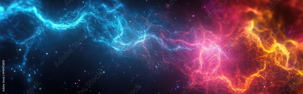 Fototapete Glowing multicolored plasma field in a 3D cartoon rendering computer generated abstract background
