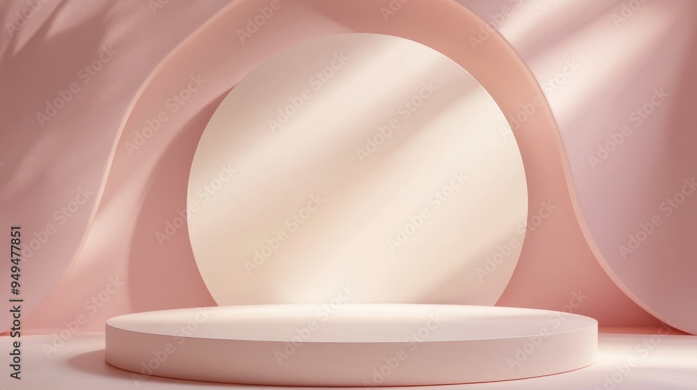 Poster empty display podium for cosmetic product showcasing blank space for packaging presentation abstract