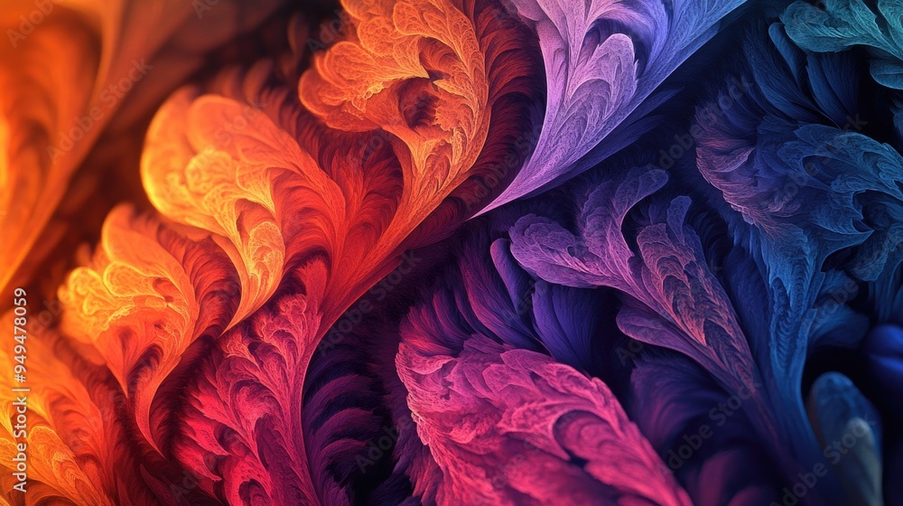 Aufkleber vibrant and chaotic fractal pattern with abstract shapes 3d rendered illustration suitable for backg