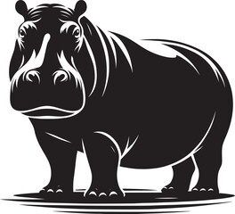 Hippo Silhouette isolated on white background Minimalist hippo vector illustration