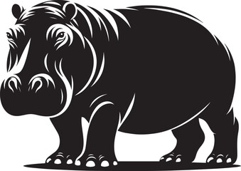 Hippo Silhouette isolated on white background Minimalist hippo vector illustration