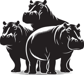 Hippo Silhouette isolated on white background Minimalist hippo vector illustration