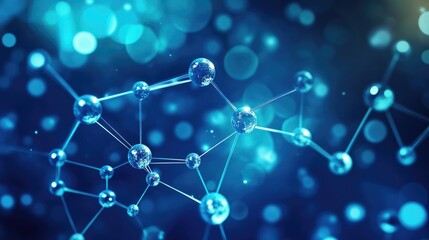 Molecule and communication backdrop Contemporary brochure or web banner design template featuring interconnected lines and dots Relevant to medical technology chemistry and science themes