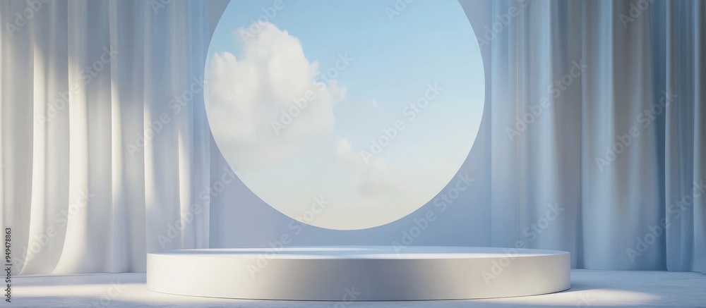 Poster Abstract background featuring a geometric podium for product presentation 3D rendering