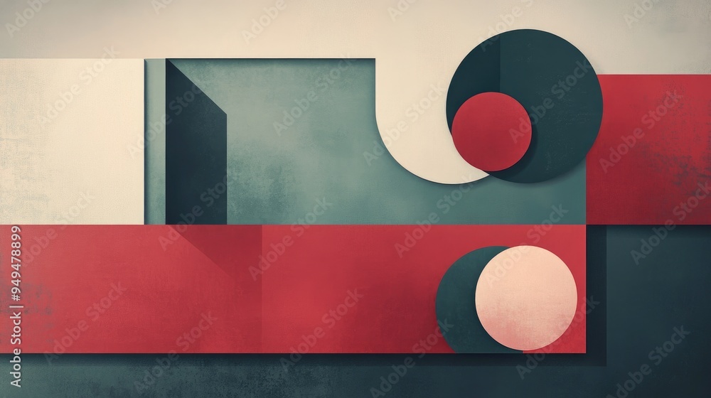Poster geometric shapes abstract representation of rectangle circle and hexagon