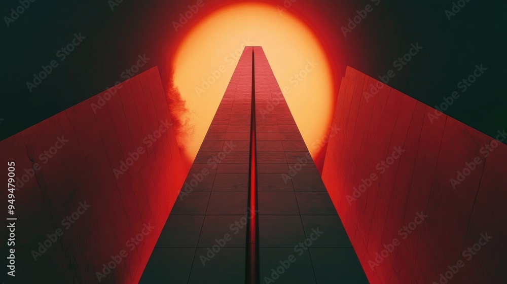 Poster geometric tower with an abstract background