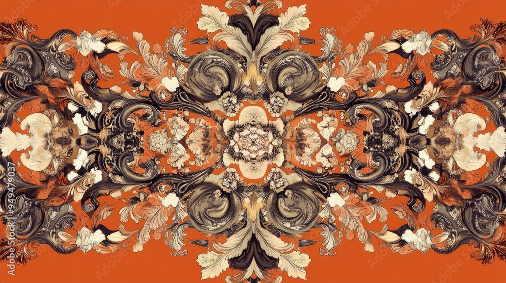 Poster elegant digital pattern with intricate border design for textile prints