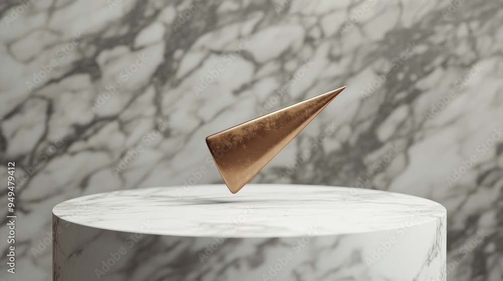 Poster Bronze Mouse Pointer symbol displayed on a white marble podium Icon for digital platforms social media presentations and design templates 3D rendering