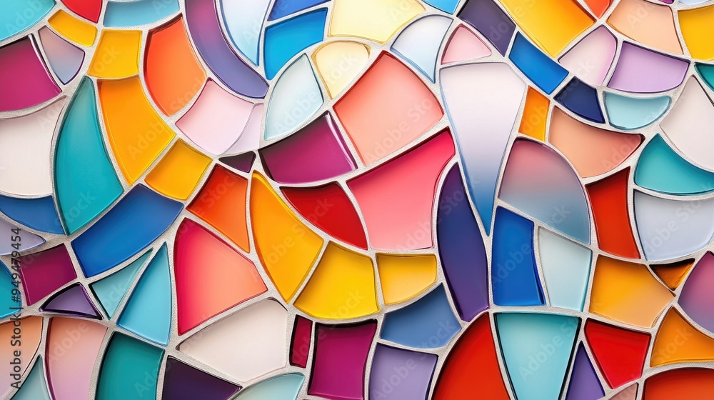 Poster vibrant abstract mosaic background featuring a glossy multicolored design