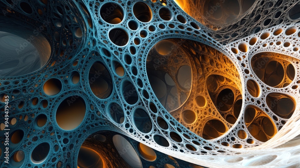Poster fractal computer generated image featuring a geometric abstract design
