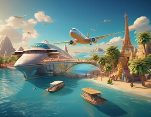 Naklejka premium Seamless Travel Booking Your Ultimate Travel Companion