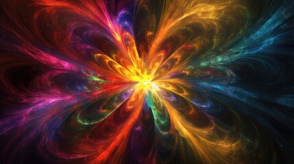 Fractal design depicting a vibrant explosion or colorful fireworks display