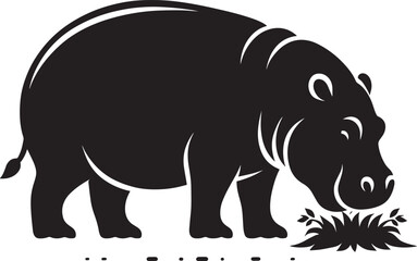 Hippo Silhouette isolated on white background Minimalist hippo vector illustration