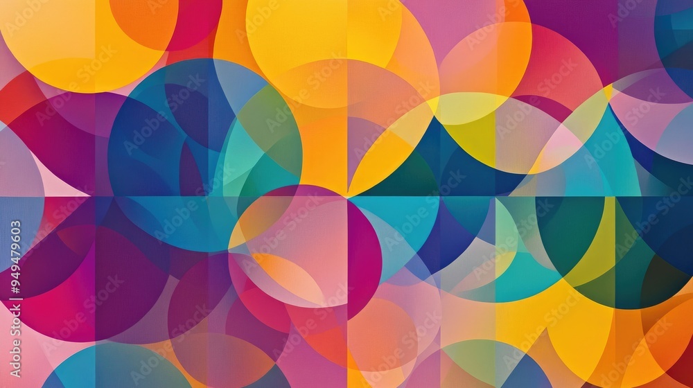 Poster multicolor abstract pattern featuring geometric circles creating a visually striking background