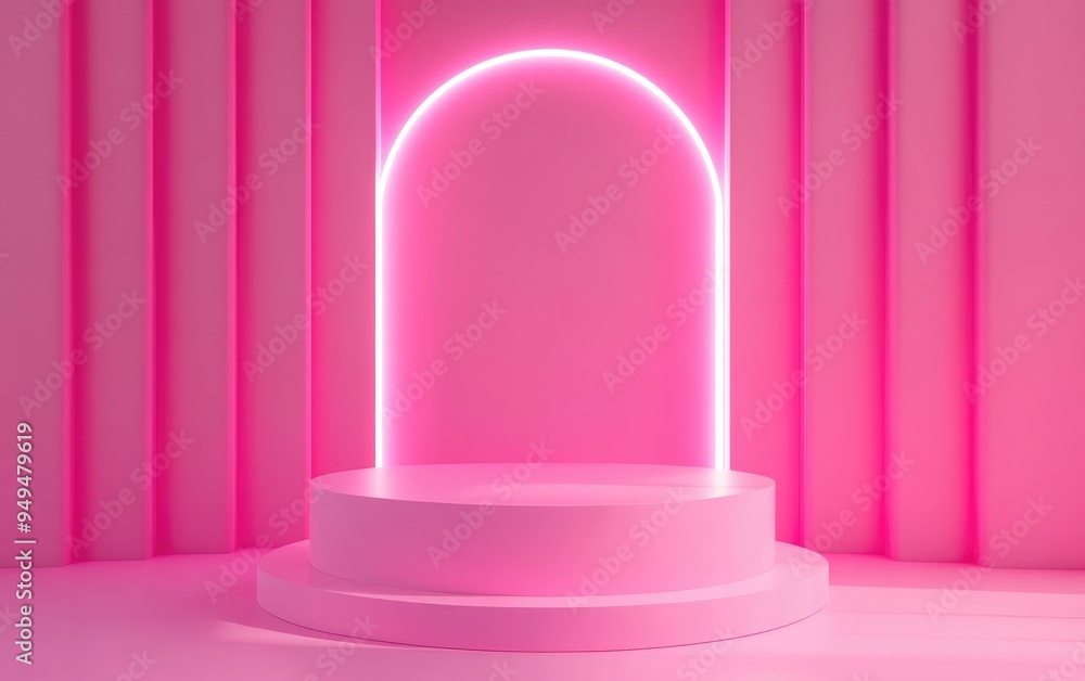 Poster minimalistic studio background featuring a 3d pink cylinder podium abstract geometric shape illustra