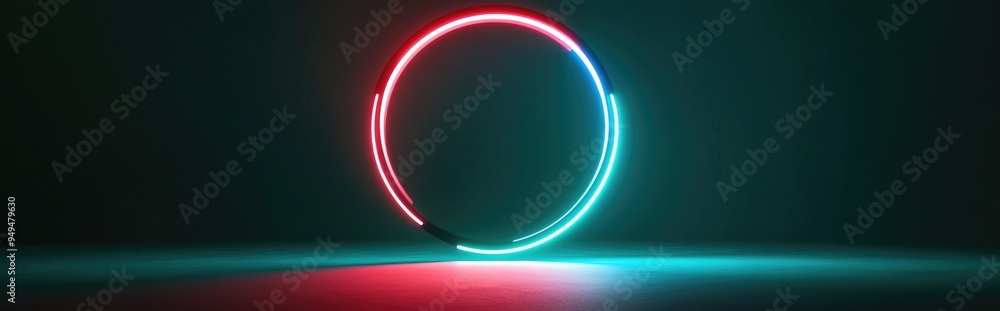 Poster abstract 3d rendered illustration of a circular frame on a green backdrop