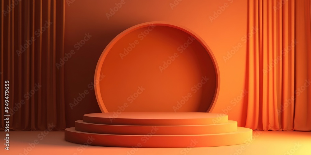 Poster minimalist 3d illustration featuring an abstract podium stage designed for product display