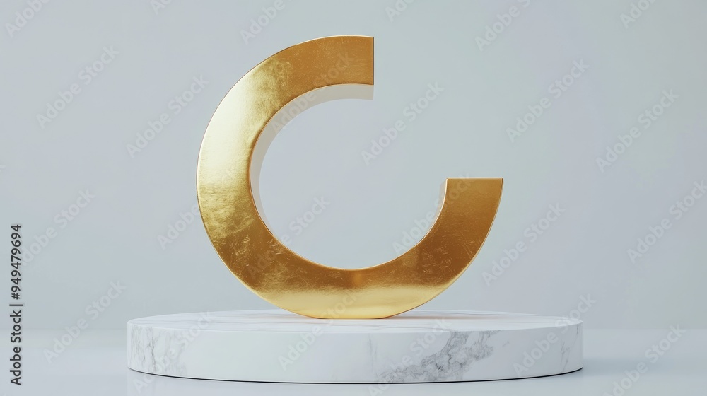 Poster gold glossy user symbol removed from white marble podium contemporary icon for website social media 