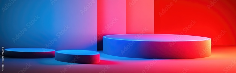 Poster Mediterranean inspired product display mockup featuring a terracotta podium of varying sizes on a neutral background Clipping paths for all elements are included 3D rendering illustration