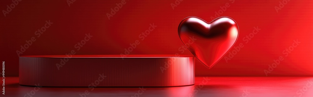 Poster Red heart box in a red environment 3D rendering