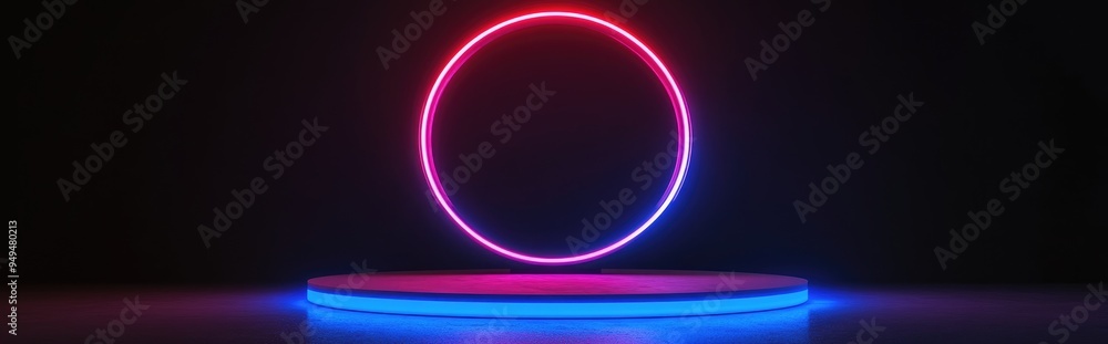 Poster white circular podium for award presentation against a white backdrop ideal for showcasing products 