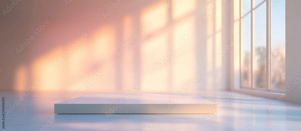 Poster Empty room design platform blank product display blurred background 3D rendering