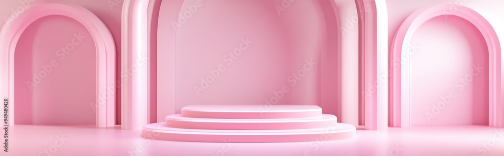 Aufkleber pink product display abstract geometric backdrop 3d rendering