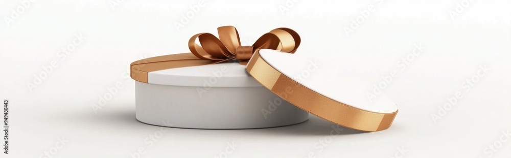 Poster round gift box isolated on a white background 3d rendering