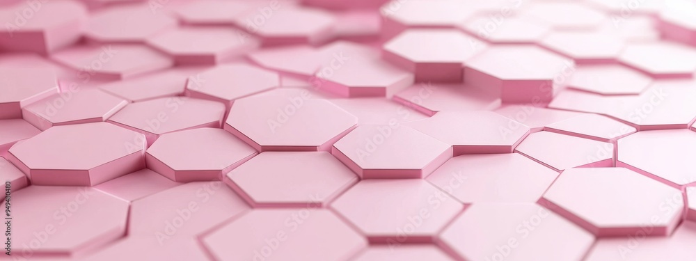 Poster minimal pink abstract background featuring a hexagon modular 3d rendering