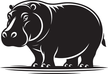 Hippo Silhouette isolated on white background Minimalist hippo vector illustration