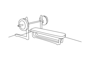 Simple continuous line drawing of gym equipment for gym activity. Gym equipment minimalist concept.