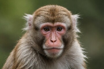 Obraz premium Portrait of young Japanese macaque