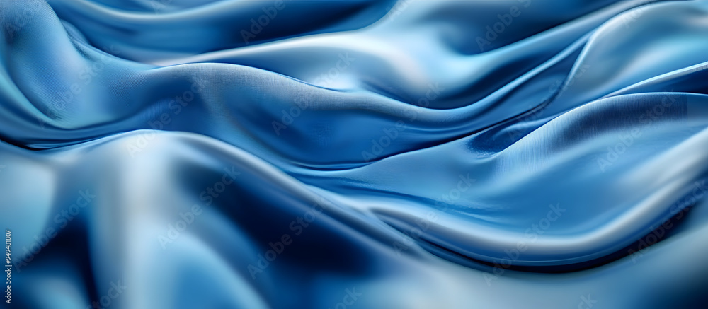 Aufkleber blurred abstract background created by a blue fabric with wavy patterns suitable for a copy space im