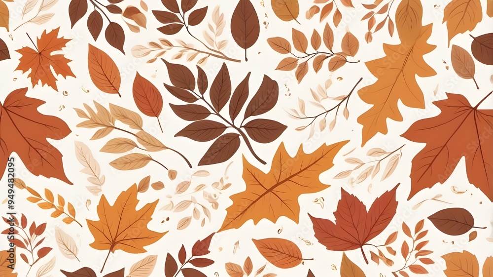 Wall mural autumn leaves seamless pattern