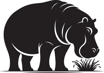 Obraz premium Hippo Silhouette isolated on white background Minimalist hippo vector illustration